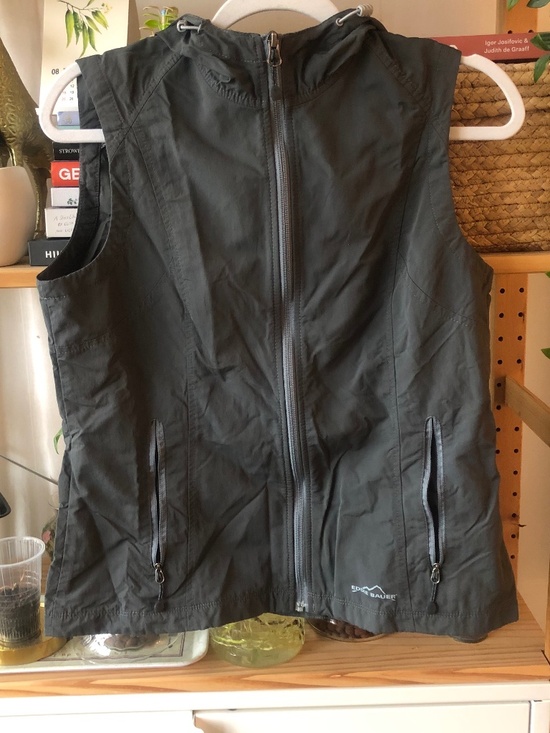 Eddie Bauer Vest Grey Travex Full Zip Hooded Windbreaker Vest Size M - Picture 1 of 8